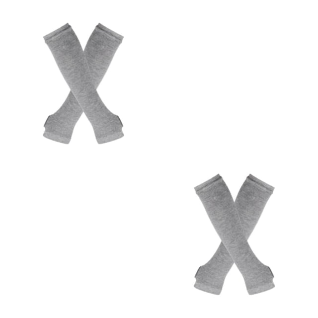 ZheElen Stand Out With Thick Thighs Long Socks And Gloves Set Made With Polyester And Highly Elastic light gray 2Set