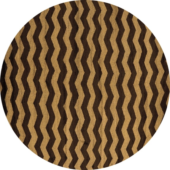 Ahgly Company Indoor Round Abstract Brown Modern Area Rugs, 6' Round