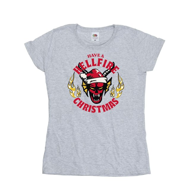 Netflix T-Shirt en Coton de Noël Stranger Things Hellfire pour Femmes