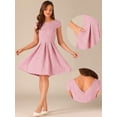 thumbnail image 2 of DARING DIVA Women's Tweed Cap Sleeve A Line Vintage Pleated Dresses M White Pink, 2 of 6