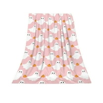 geerera Halloween Ghost Blanket, Pink Throw Blanket 30"x40", Soft Flannel Fuzzy Fabric, Lightweight for Bed, Sofa, Couch, Travel