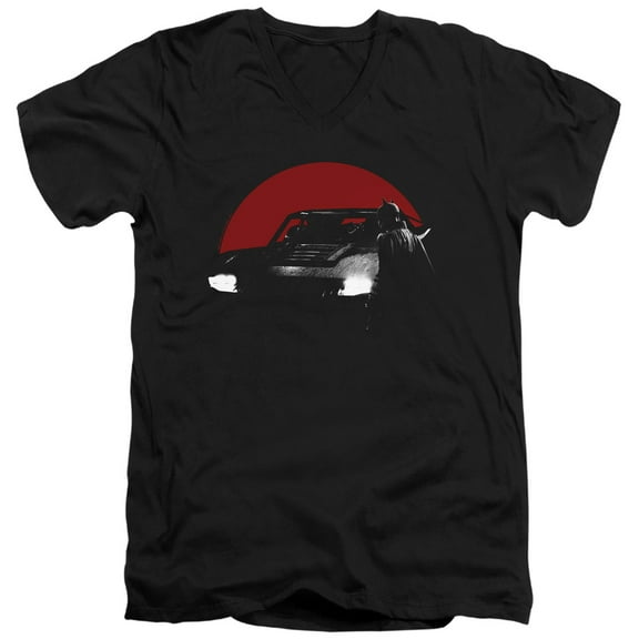 The Batman (2022) Red Moon And Batmobile Unisex Adult V-Neck T Shirt
