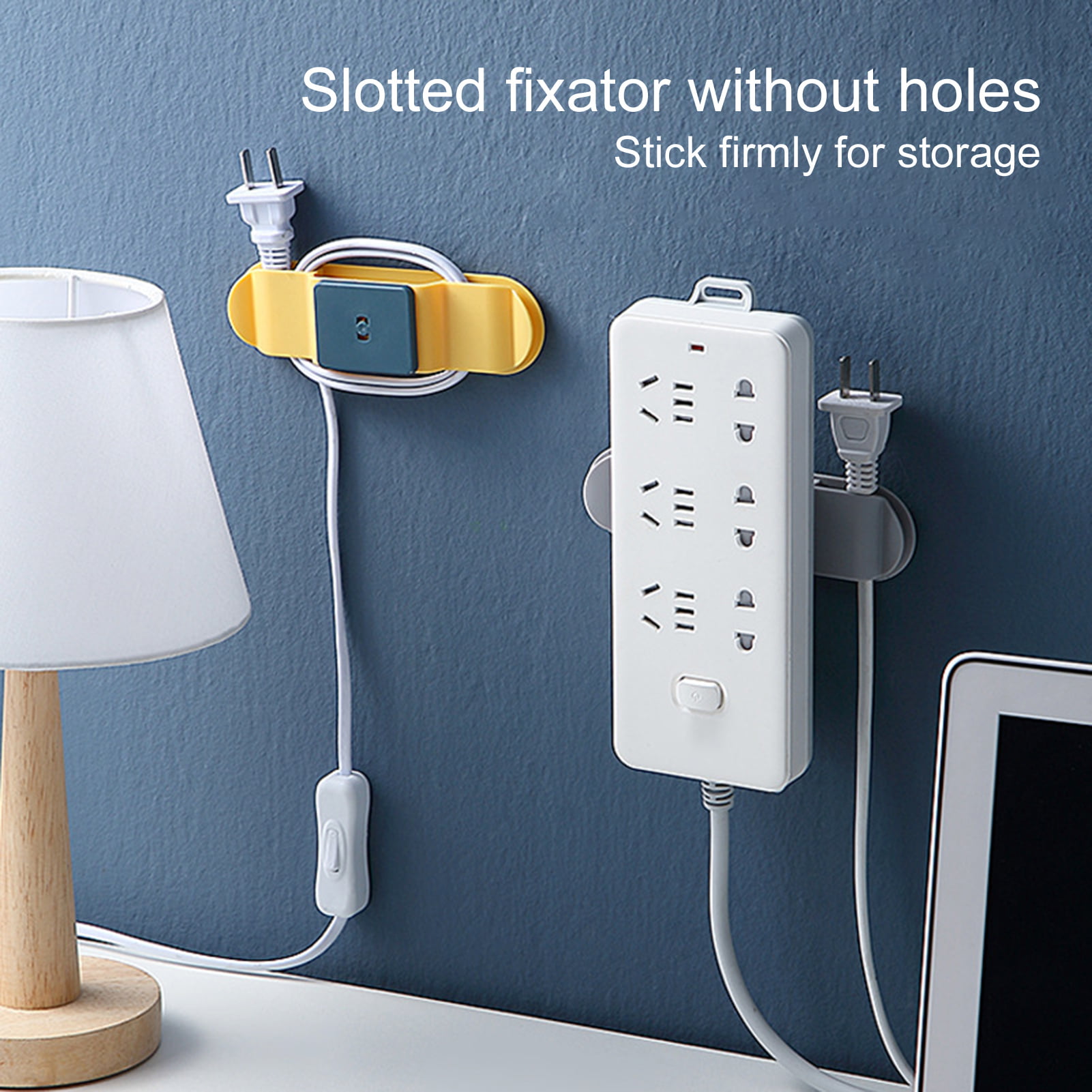 Hanger Punch-free Power Strip Holder Cable Organizer Rotatable Socket Fixator 