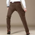 thumbnail image 4 of Dresfit Corduroy Pants Men Elastic Waist Stretch Dress Pants Pleated Front Work Chinos Pants Slim Fit Big and Tall Plain Regular Fit Trousers (no belt) Light Brown 42, 4 of 7