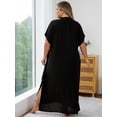 thumbnail image 3 of Edolynsa Plus Size Moroccan Kaftan Dress for Women Embroidery Caftan Tunic Maxi Beach Dresses Bathing Suit Cover up Sleepwear, 3 of 9