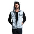 thumbnail image 2 of G-Style USA Men's Detachable Hood Denim Jean Vest DK108 - ICE - 5X-Large, 2 of 8