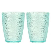 Uxcell Clear Plastic Reusable Drinking Glasses, 9.8oz Hobnail Drinking Glasses Set Plastic Water Cup Unbreakable Stackable for Beer Cocktail Water Juice Whiskey(Blue, 2Pcs)