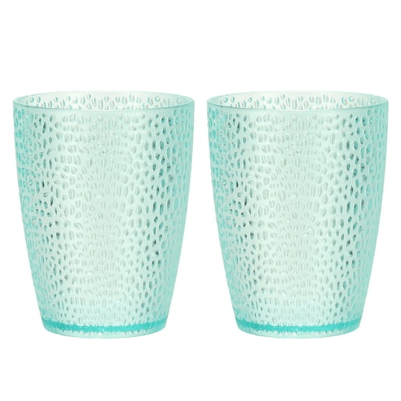 Uxcell Clear Plastic Reusable Drinking Glasses, 9.8oz Hobnail Drinking Glasses Set Plastic Water Cup Unbreakable Stackable for Beer Cocktail Water Juice Whiskey(Blue, 2Pcs)