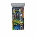 thumbnail image 2 of Landscape Bedding Set with Sheet & Covers, Tokyo Skyline with Tokyo Tower and Rainbow Bridge Tokyo Japan Night Scenery View, Printed Bedroom Decor 2 Shams, 4 Sizes, Green Navy, by Ambesonne, 2 of 3