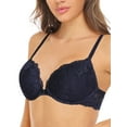 thumbnail image 2 of Deyllo Women's Lace Push Up Padded Plunge Add Cups Underwire Lift Up Bra, Navy Blue 38DD, 2 of 6