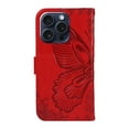 thumbnail image 3 of SaniMore Wallet Case for iPhone 13, PU Leather Embossed Butterfly Flip Folio Cover Card Holder [Kickstand][Wrist Strap] All Arpund Protective Shockproof Shell for iPhone 13(2021), Red, 3 of 18