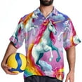 thumbnail image 4 of Robot Unicorn Attack Men's Short Sleeve Beach Shirts, Casual Poplin Button Down Shirt, Summer Casual Printed Unisex Shirts, 4 of 6
