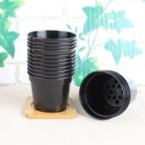 IBASETOY 10Set Black Plastic Flower Pots with Drainage Round Pot for Garden