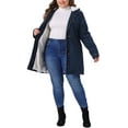 thumbnail image 2 of Agnes Orinda Women's Plus Size Parkas Jackets Faux Fur Lined Long Coats Casual Anorak Outwear Coat with Hood 1X Navy Blue, 2 of 6