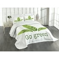 thumbnail image 3 of Ambesonne Sage Quilted Bedspread Set 3 Pcs, Eco Concept Green Leaves, Queen Size, Green White, 3 of 5