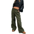 thumbnail image 2 of Liacowi Women Juniors Casual Baggy Cargo Pants Wide Leg Trousers Loose Oversized Hippie Punk Sweatpants Joggers Streetwear with Multiple Pocket, 2 of 6