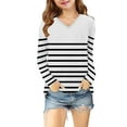 thumbnail image 5 of Piuwrlz Girls Long Sleeve T-Shirt Kids Cotton Shirts Printed Stripe V-neck V-neck T Shirt Tops White Size 5 Years, 5 of 8