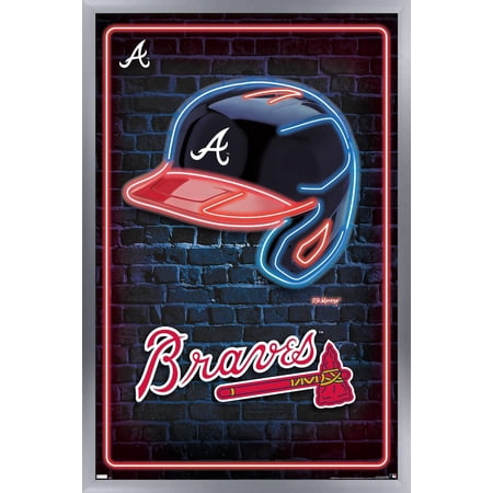 MLB Atlanta Braves – Neon Helmet 23 Wall Poster 22.375 x 34 Framed