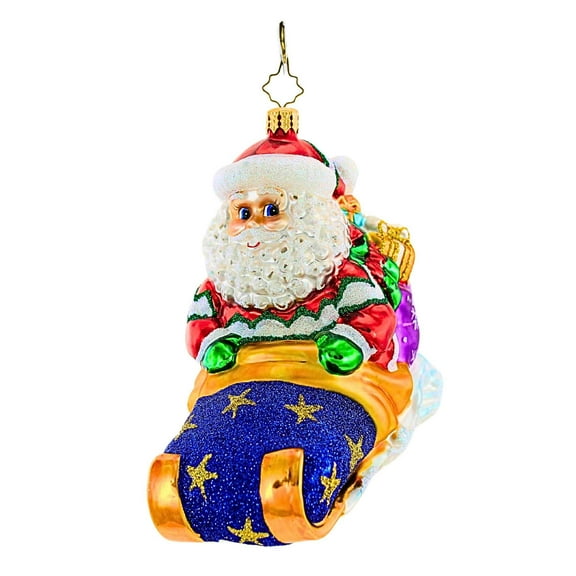 Christopher Radko Company 4.75In Alpine Sleigh-A-Way, Glass, Ornament Christmas Santa 1014815