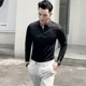 thumbnail image 5 of Camisas y blusas para hombre, de negocios, lisas, rojas, para hombre, ropa musculosa, elegante, estilo coreano, con cuello, elegantes, mangas cortas, 5 of 5