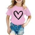 thumbnail image 2 of HUANBAI Girls Short Sleeve T Shirts Kids Summer Tops Crewneck Basic Graphic Tees 13-14 Years, 2 of 6
