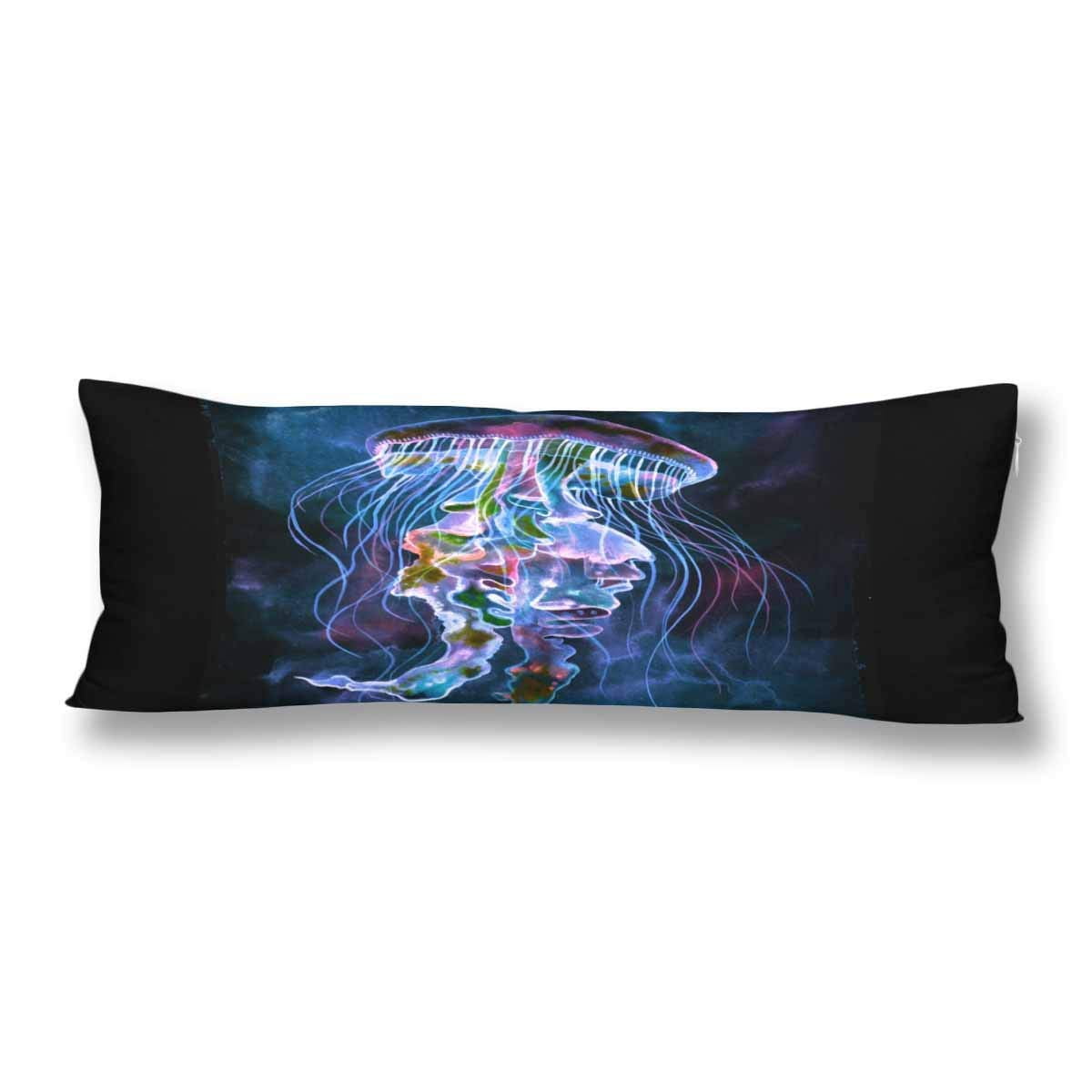 GCKG Watercolor Jellyfish Black Body Pillow Covers Case Protector 20x60