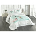 thumbnail image 3 of Ambesonne Chill Quilted Bedspread Set 3 Pcs, Summertime Fun Joy, Queen Size, Pale Green Coral Black, 3 of 5