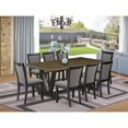 thumbnail image 2 of East West Furniture V-Style 9-Piece Wood Dining Set in Black/Dark Gray/Jacobean, 2 of 2