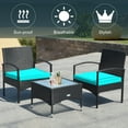 thumbnail image 5 of Costway 3 PCS Patio Wicker Rattan Furniture Set Coffee Table & 2 Rattan Chair W/Cushion Turquoise, 5 of 10