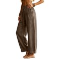 thumbnail image 3 of Diufon Linen Pants for Women Drawstring High Waist Palazzo Flowy Pants Wide Leg Beach Trousers with Pockets, 3 of 10