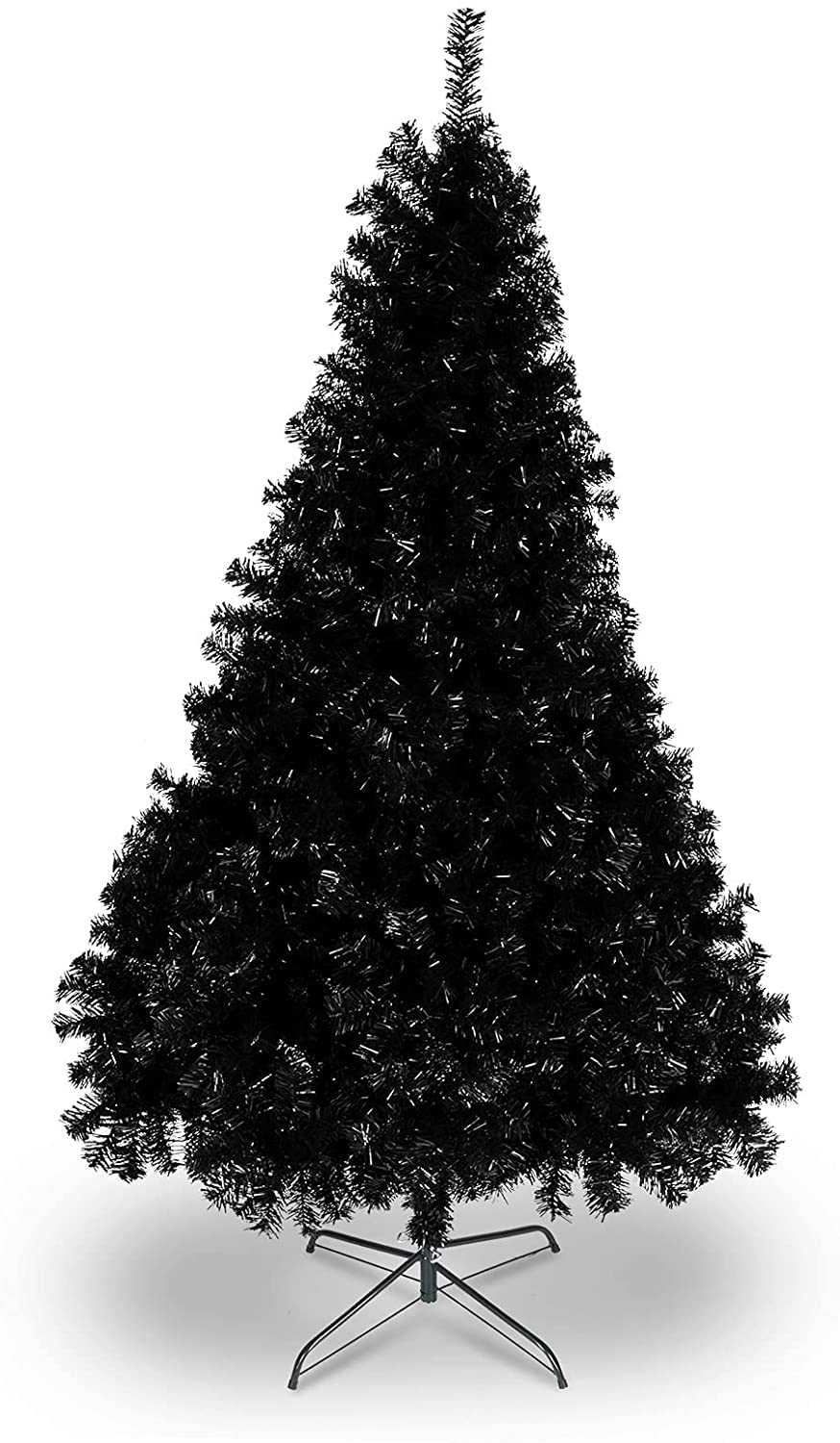 VINGLI Upgraded Full 6ft Artificial Black Halloween Christmas Tree