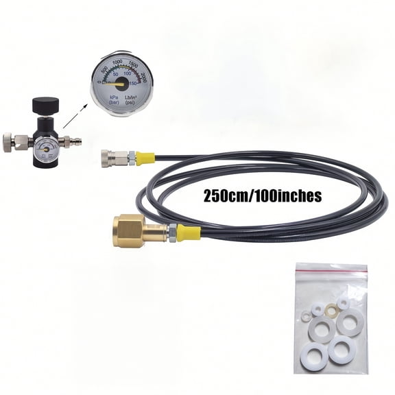 Soda Water CO2 Cylinder Tank (TR21-4 Thread Type) Refill Fill Station Adaptor With Hose Gauge Kit CGA320 Connector