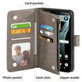 thumbnail image 4 of Compatible with Cricket Icon 6 SL219C/AT&T Verge SL219A Wallet Phone Case and Tempered Glass Screen Protector Flower Faux Leather Flip Credit Card Holder Stand Zipper Cell Cover for Icon6/ATT Grey, 4 of 9