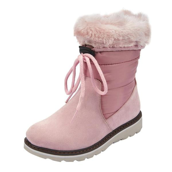 BOTA DE INVIERNO TIPO GAMUZA COLOR ROSA CON CORDON Mundo Terra