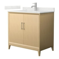 Janna 36" White Oak Single Vanity & Giotto Quartz Top (1-Hole) & Nickel Trim