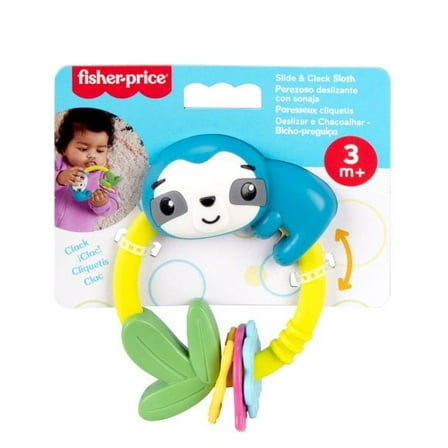 Fisher-Price Slide & Clack Sloth Baby Teether Toy Sensory Activity for Tummy Time for Newborns