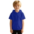 thumbnail image 3 of Bysome Boys Hoodies Solid Color Short Sleeve Hooded Shirts Autumn Soft Boys Sweatshirts Size 13-14 Years Blue, 3 of 5