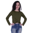 thumbnail image 1 of Moomaya Haut Court à Manches Longues avec Nœud devant pour Femmes T-Shirt d'Été Uni, 1 of 7