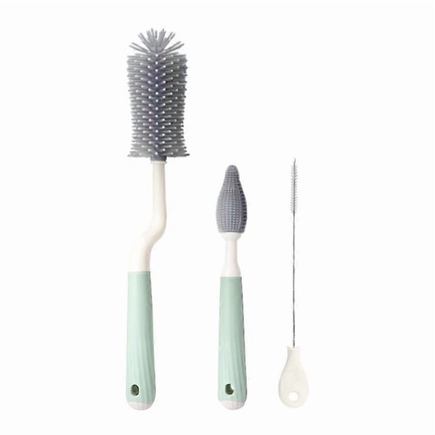 pc Light Green Silicone Baby Bottle Brush, 3 in 1 Baby Bottle Cleaning Brush, Baby Bottle Brush