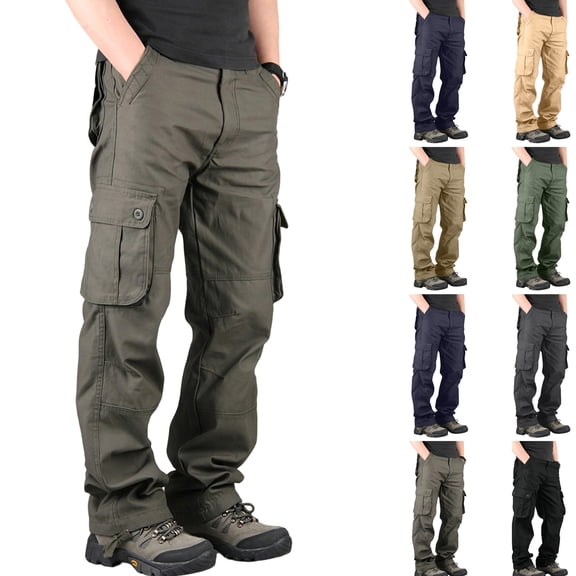 Cllios Cargo Pants for Men Outdoor Hiking Trousers Straight Leg Work Pants Comfortable Travel Baggy Cargo Pant with Multi Pockets 29-36