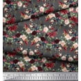 thumbnail image 3 of Soimoi Gray Silk Fabric Geometric Shapes & Baccara Rose Floral Print Print Sewing Fabric By the Yard 44 Inch Wide, 3 of 3