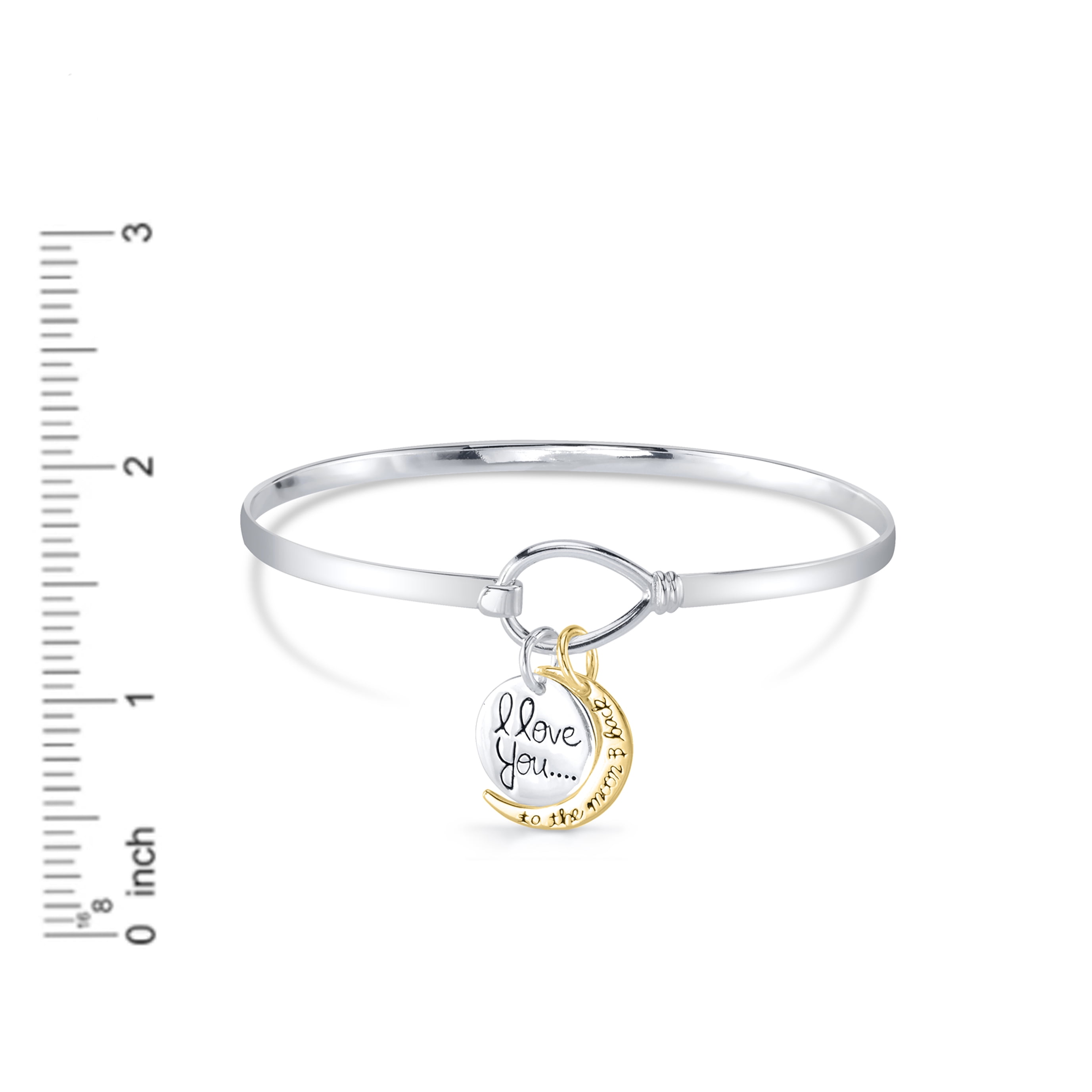 Free Shipping Little Luxuries Women s Sterling Silver I Love You to The Moon and Back Bangle Bracelet Walmart