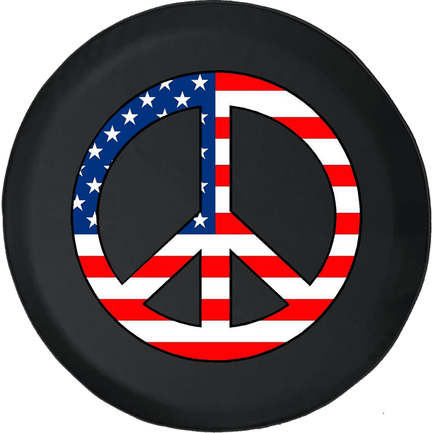American Flag Peace Sign Freedom Adventure Offroad Fun Lifted Spare Tire Cover Fits Jeep Rv More 28 Inch Walmart Com Walmart Com
