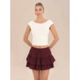 thumbnail image 2 of Flowy Shorts for Women Boho Ruffle Tiered Butterfly Skorts High Waist Mini Skirts Casual Shorts Red L, 2 of 6