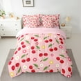 thumbnail image 2 of jejeloiu Cute Cherry 7pcs Bedding Comforter Set,Cartoon Flower Floral Queen Bedding Sets,Red Green Pink Queen Sheet Sets For Girls,Ultra Soft Home Decor Reversible, 2 of 8