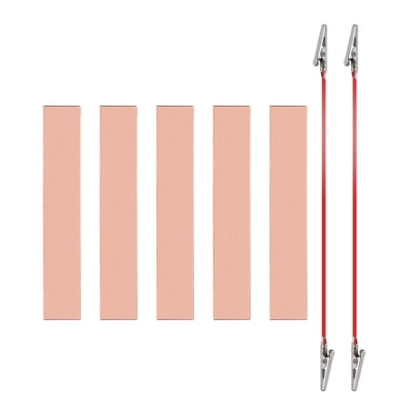 Uxcell 10x120mm Copper Anode Sheet, 5 Pack Pure Copper Strip (99.995% Pure) 1mm Thick Plate Electrode Set with Alligator Clips Cables for Electroplating Plating Experiment