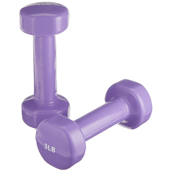 Sammons Preston Vinyl-Coated Iron Dumbbells, 3-Pound, Pair, Soft Easy-Grip Dumbbell Weights for Strength Training, Muscle Toning, Body Rehabilitation, and Physical Therapy, Home, Gym, and Clinical Use