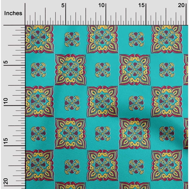oneOone Cotton Cambric Fabric Floral Block Print Sewing Fabric BTY 56 Inch Wide