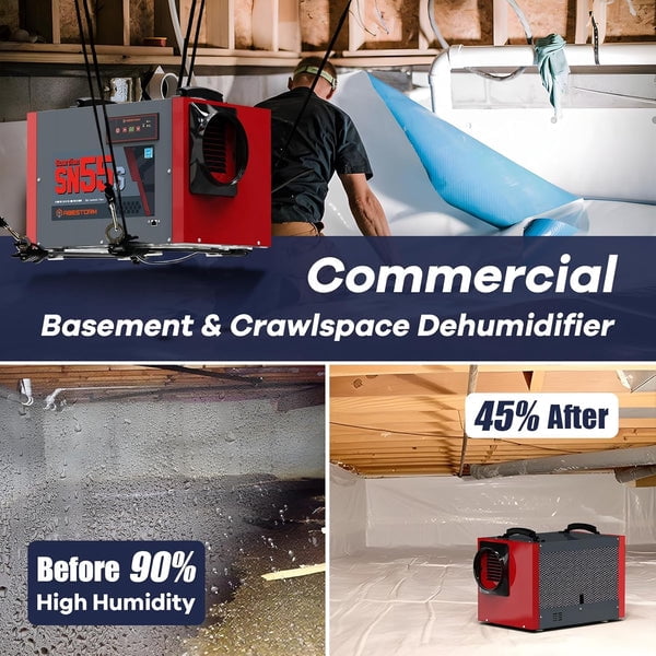 Abestorm 120Pint Crawlspace Dehumidifier Home Commercial Dehumidifiers SN55-Red