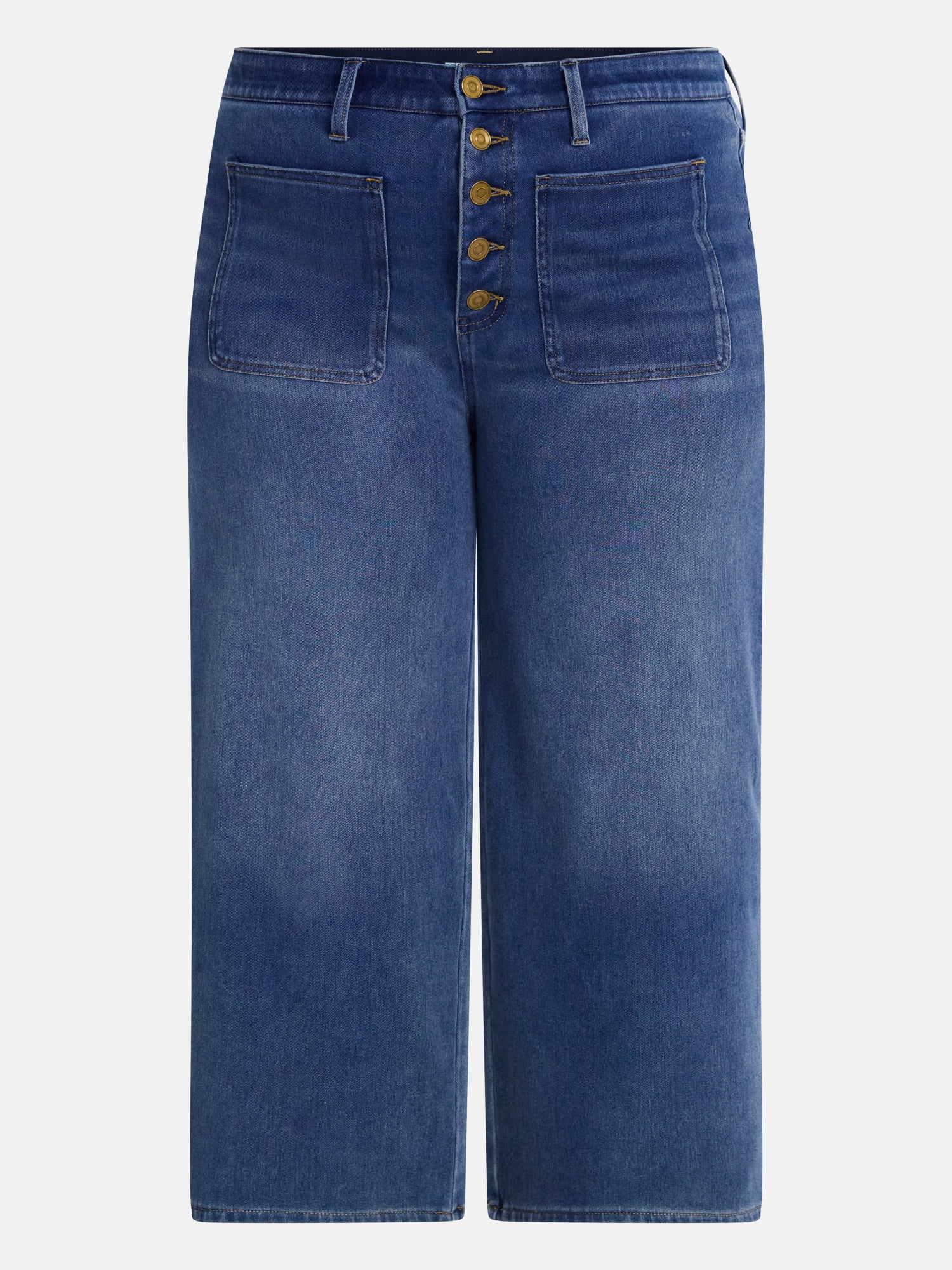 Terra and Sky Women's Plus Cropped Patch Pocket Wide Leg Jeans, 26" Inseam, Sizes 16W-24W